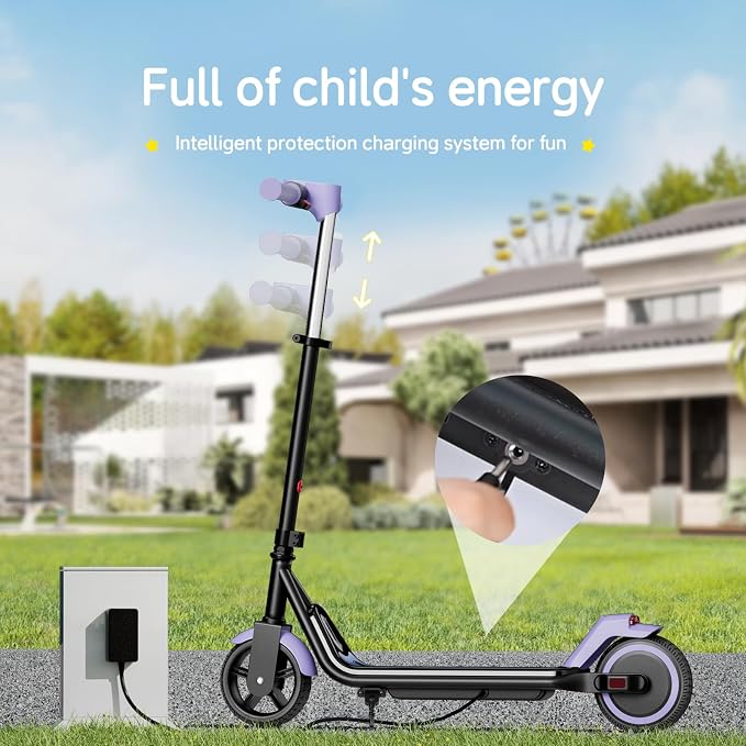 ECOROAD EK6 Kids Electric Scooter for 6-12, 3/6/10mph Speeds for Ultimate Comfort & Adjustable Height, 150W & Dual Brake Safety Electric Scooter, for Outdoor Play, Park Rides (Rider:3.9-5.2 FT)