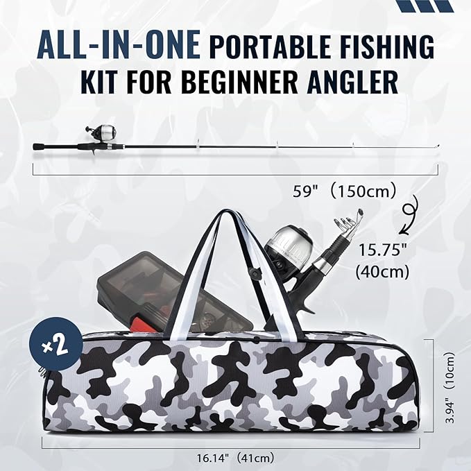 WIDDEN Kids Fishing Pole, Youth Fishing Rod and Reel Combo - Telescopic Portable Fishing Pole with Tackle Box Bag Starter Anglers Set, Fishing Gear Kit for Boys Girls Teens Age 5-18 and Beginners