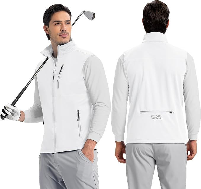 Outdoor Ventures Men's Windproof Softshell Vest Outerwear Lightweight Sleeveless Jacket for Running Golf Hiking Travel