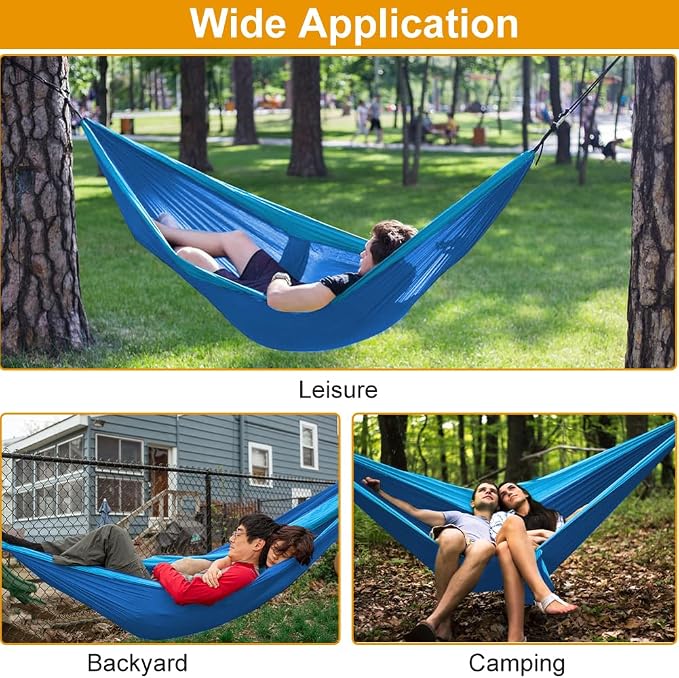 Camping Hammock with Heavy Duty Tree Straps, 660lbs Portable Hammock Tent for Outside, Outdoor Camper Hiker Essentials for Hiking Backpacking Backyard Beach(Glue)