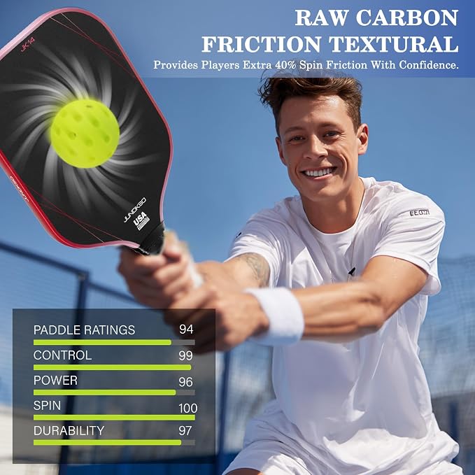 Pickleball Paddles Set of 2 - Composite Carbon Fiber Pickle Ball Paddle - USAPA Approved Pro Pickle Racket - Portable Outdoor Sports Equipment - Men's and Women's Training or Game Gift Set