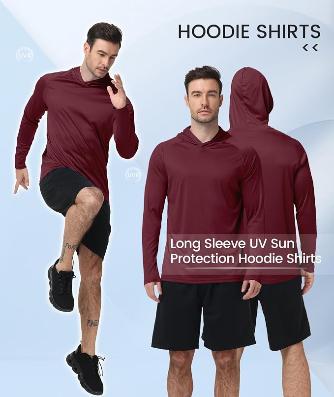 ZITY 3 Pack Men's UPF 50+ Sun Protection Hoodie Shirt Long Sleeve Shirt Fishing Shirts for Men Lightweight Rash Guard