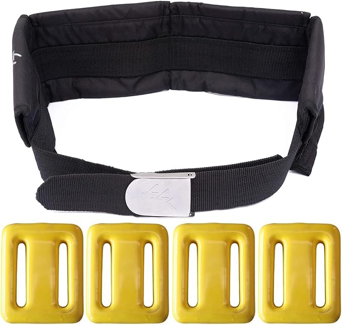 Vinyl Coated Diving Weights-4pcs 1.1-4.4 lbs Dive Weights with 4 Pocket Scuba Weight Belt with Quick Release Buckle,Used for Freediving, Spearfishing & Scuba Diving-Fit for Waist 32" to 52"