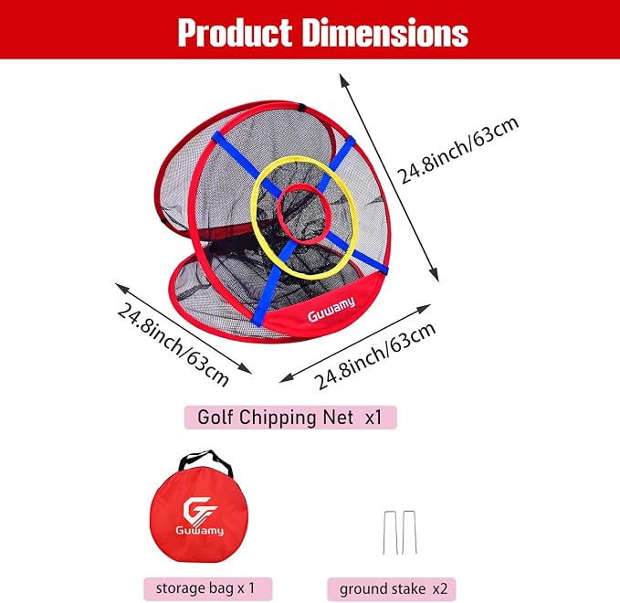 Pop Up 3-in-1 Golf Chipping Net – Circular Design for Relaxed Training, 3 Modes for Precision & Distance, Ideal Indoor/Outdoor Practice Kit, Golfer Gift