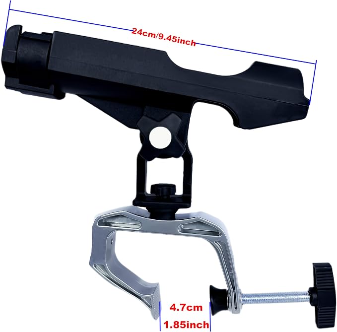 HiUmi Fishing Boat Rods Holder with Large Clamp Opening 360 Degree Adjustable Fishing Rod Racks Folding Holder