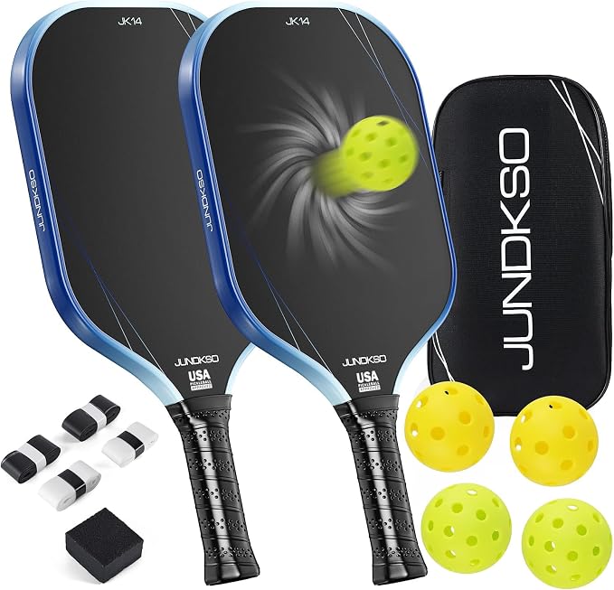 Pickleball Paddles Set of 2 - Composite Carbon Fiber Pickle Ball Paddle - USAPA Approved Pro Pickle Racket - Portable Outdoor Sports Equipment - Men's and Women's Training or Game Gift Set