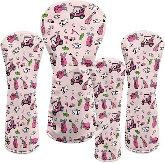 Rnyleeg Golf Club Head Covers for Women Driver Head Cover Leather Fairway Wood Headcover Hybrid Headcovers for Golf Clubs