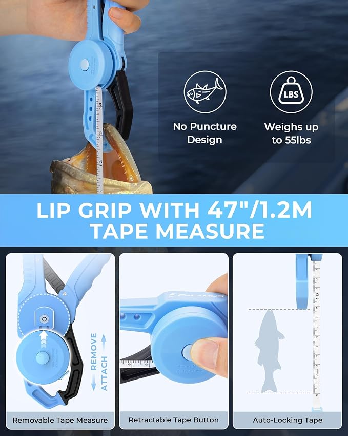 Calamus DriftWave Fishing Tool Kit | Multi-Function Tool Kit, Corrosion-Resistant Pliers, Fish Lip Gripper with Tape Measure, Digital Fish Scale, Fishing Gear