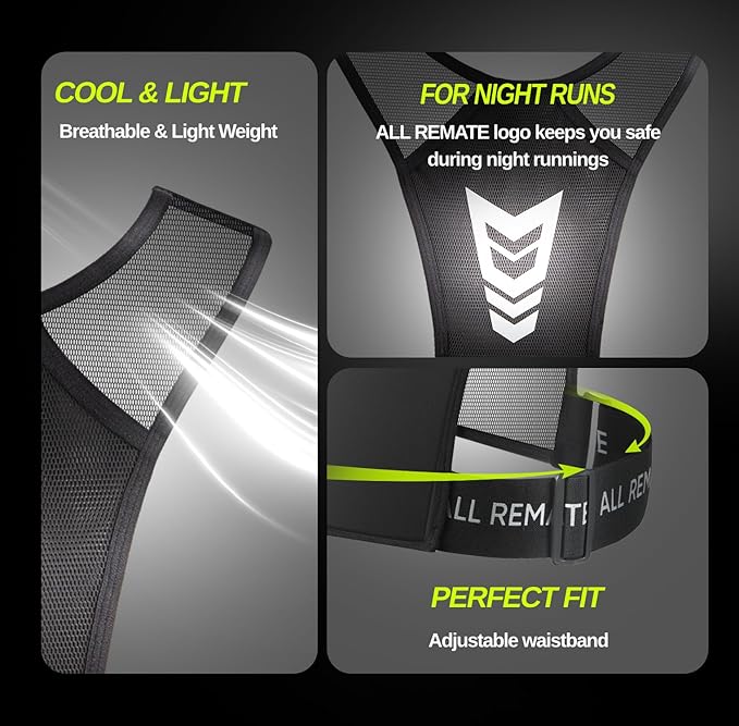 Lightweight Slim Pullover Running Vest with 5 pockets – Simple, Seamless Fit, Breathable Reflective Jogging Gear
