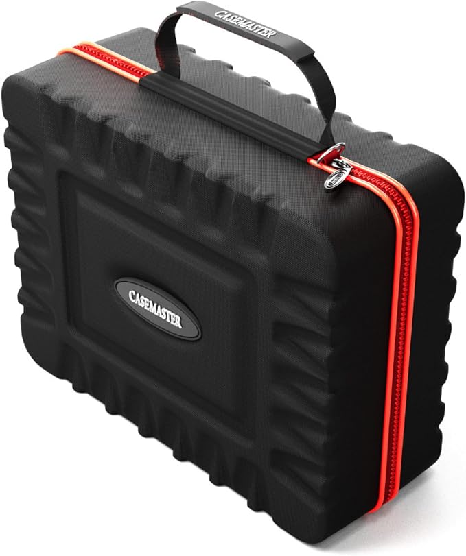 Casemaster Maxx 4 Dart Case, Holds 12 Steel Tip or Soft Tip Darts Fully Assembled, Hard Shell EVA Darts Case, 20 Accessory Pockets, Red