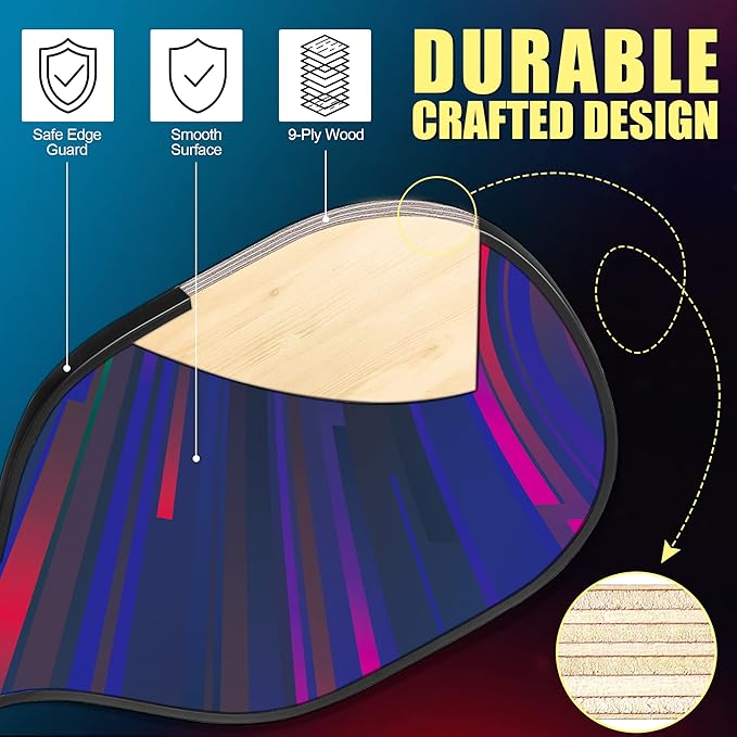 Dulce DOM Pickleball Paddles Set of 2/4 - USAPA Approved, 4 Indoor Outdoor Pickleball Balls, Fiberglass Surface Paddle Racket with Cover Bag, Ideal Training Equipment Gift for Men & Women