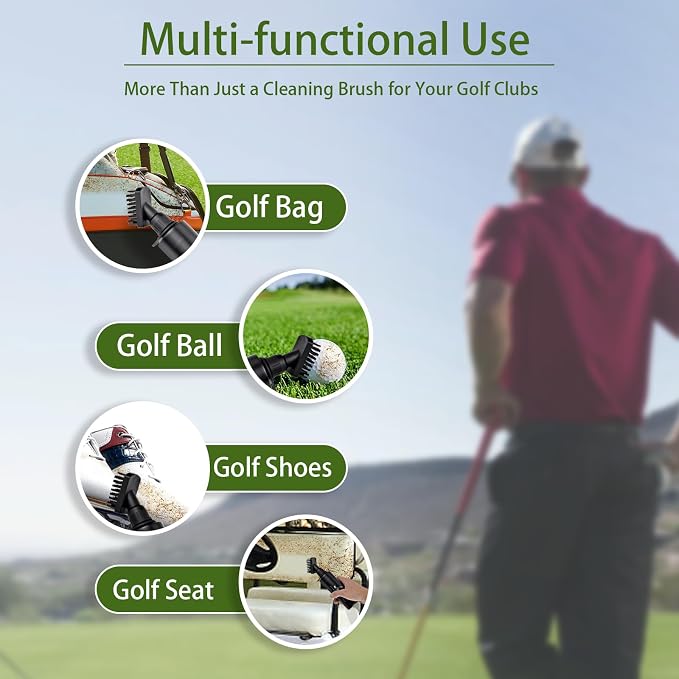 Golf Club Cleaning Kit Durable Golf Water Brush Sturdy Groove Sharpener with 3 Replaceable Heads Sharp Stainless Steel Blade for deep Cleaning Work on Most Wedges and Irons（Detachable Blade）