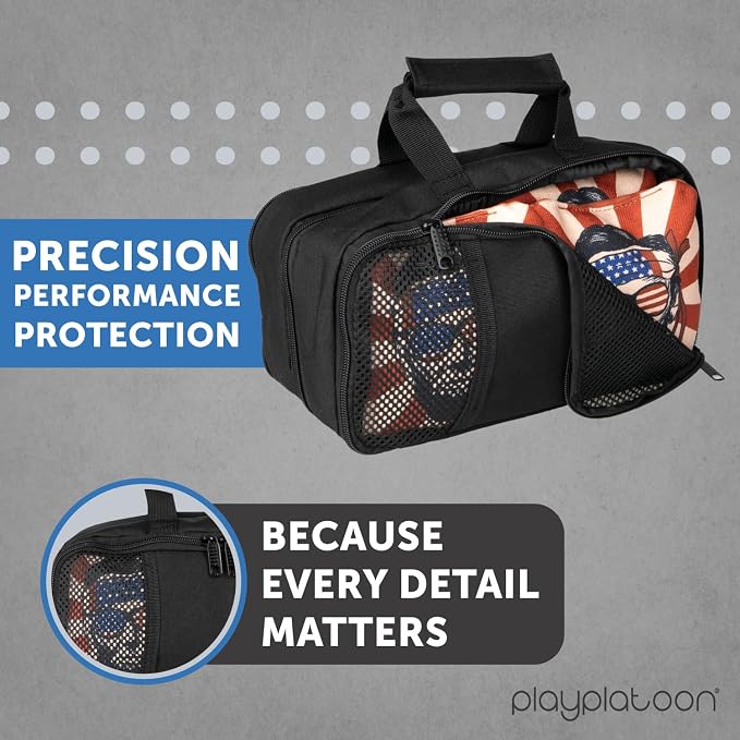 Play Platoon Cornhole Bag Carrying Bag, with 4 Separation Pouches, Black