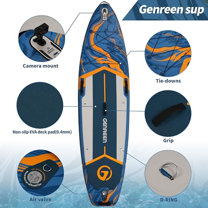 Paddle Board Stand up Paddle Board (Extra Large 11'*33/34") Newly Improved 2 Side Layers 450LBS Quality Inspection×5 (All-Season for JP customers) paddleboards Fishing Family Pet Friendly