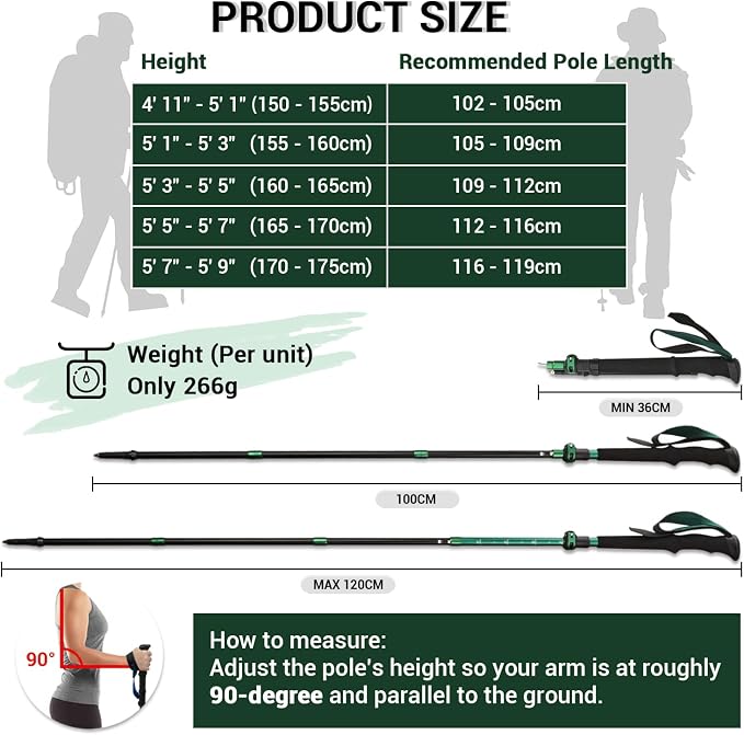 TheFitLife Collapsible Trekking Poles for Hiking – Lightweight Folding Walking Sticks for Men and Women with Extra-Long Foam Handle and Metal Flip Lock