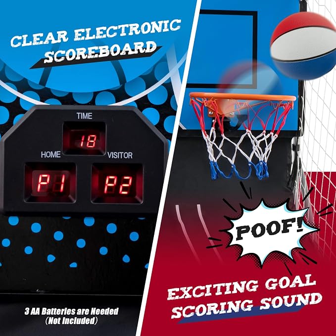 Giantex Dual Shot Electronic Basketball Arcade Game with 8 Game Modes, 4 Balls, 2 Hoops, Air Pump, LCD Scoreboard for Adults and Kids