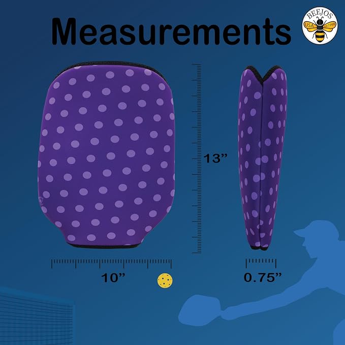 BeeJos Women's Polka Dot Collections: Premium Slip-On Pickleball Paddle Cover-Fits Standard Size Paddles-Zipperless (Paddle not Included) 6 Color Variations
