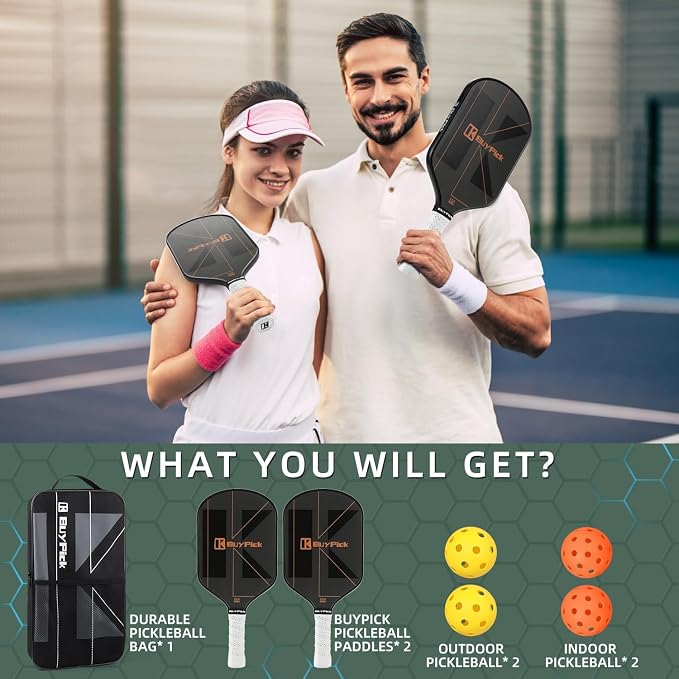 Pickleball Paddle, USAPA Approved, Lightweight & Wide, Carbon Fiber Surface, 16mm Thick, Anti-Slip Grip, Gift for Men
