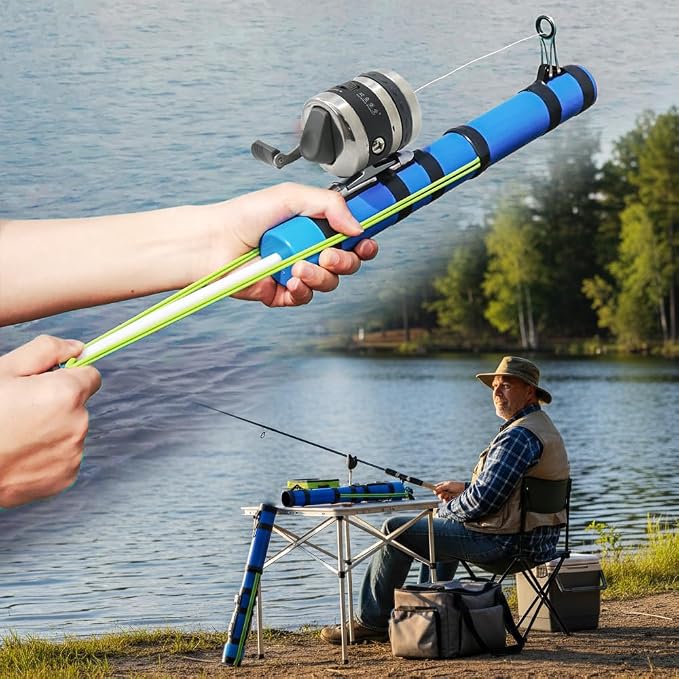SUFFUSE Fishing Rod, Compact Catapult Fishing Pole, Portable Freshwater and Saltwater Fishing Lures Suitable for Outdoor Hunting and Traveling