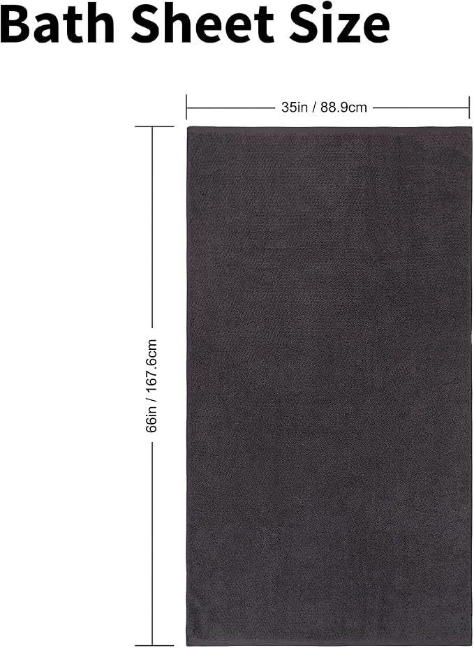Everplush Diamond Collection Extra Large Bath Sheet Towel – 1 PK, Super Soft & Highly Absorbent, Quick-Drying & Oversized. Perfect for Bathroom, Pool, Swimming Use (Charcoal, 35" x 66" 1PK)