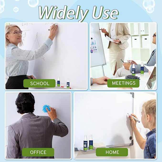 Fuyoooo 6 Pack Whiteboard Cleaner 3.4 Fl oz White Board Cleaning Spray Dry Erase Board Cleaner with Microfiber Shag Whiteboard Eraser Removes Stubborn Marks from Chalkboard(Colorful)