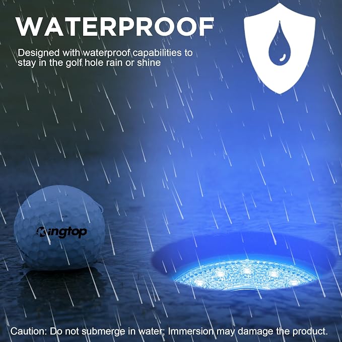 KINGTOP Golf Hole Cup with Rechargeable RGB Hole Light, Backyard Practice Putting Green, Fit PGA | LPGA | USGA Regulations, Outdoor Indoor Golf Putting Cup, Light Up Night Golf Party, 2-Pack