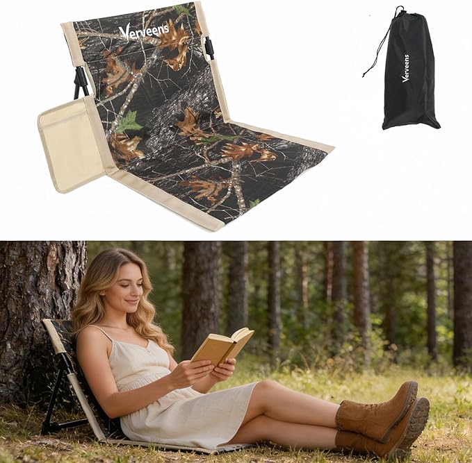 Extra Large Foldable Camping Chair with Cup Holder,Ultra-Light Portable Beach Chair with Carry Bag for Sunbathing Swimming Poolside Picnic Lawn Road Hiking Trips (Camouflage Pattern)
