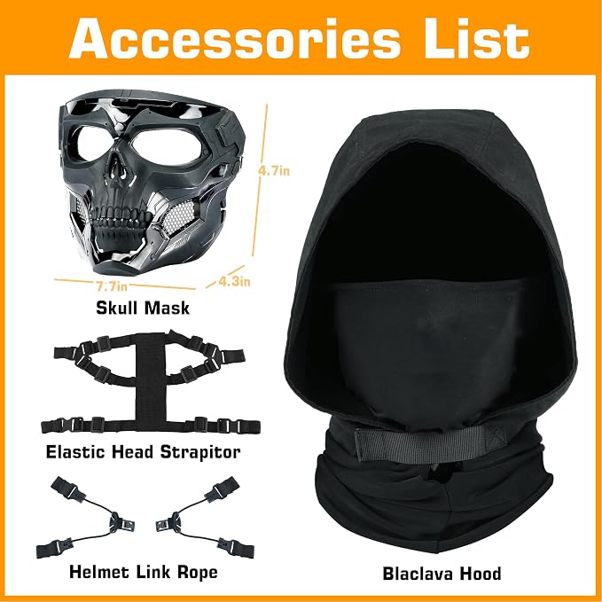 Guayma Airsoft Paintball Mask Tactical Full Face Cyberpunk Balaclava Mask For Halloween Cosplay Costume Movie Props