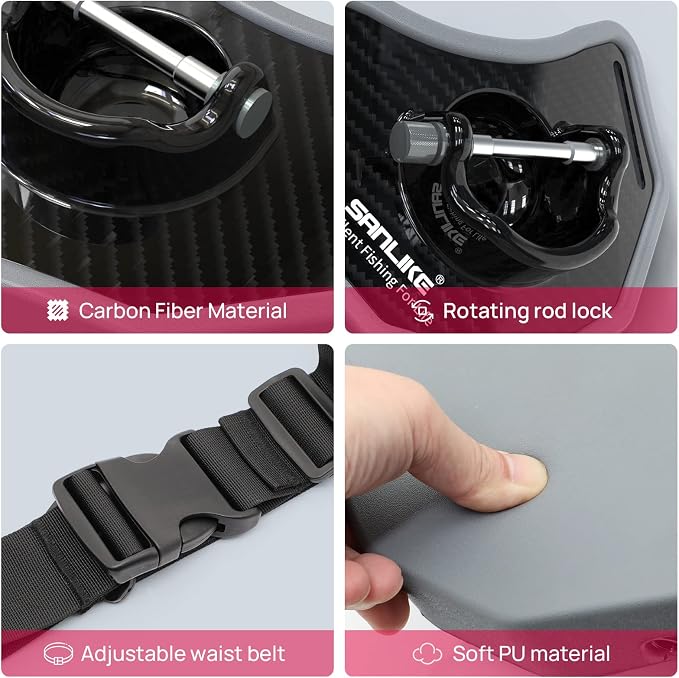 SANLIKE Stand-up Fishing Belt Adjustable Waist Fighting Belt Rod Holder