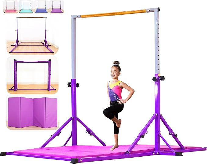 Marfula Gymnastic Bar For Kid and Teenage of 3-25, 5Ft/8 FT Base Length 4Ft Width 5Ft Adjust Height, Gymnastic Kip Bar For Gymnast, Gymnastic Training Equipment For Professional Training Home Club Use
