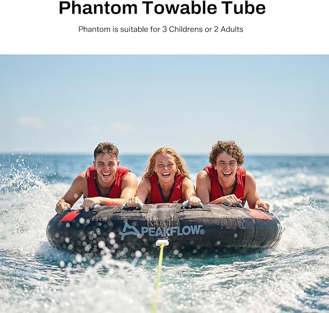 PEAKFLOW Towable Tube,Boat Tube,1-3 Person,Tubes for Boating,PVC Liner and Full Nylon Cover,Lake & Ocean Fun