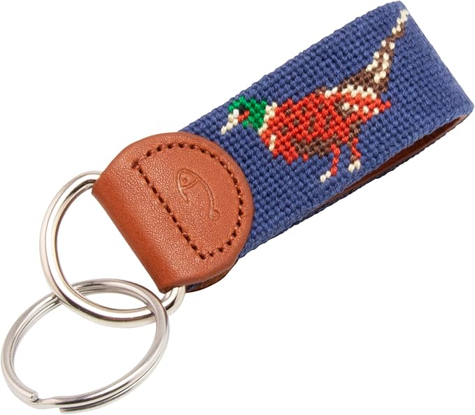 Leather Hand-Stitched Needlepoint Key Fob or Key Chain