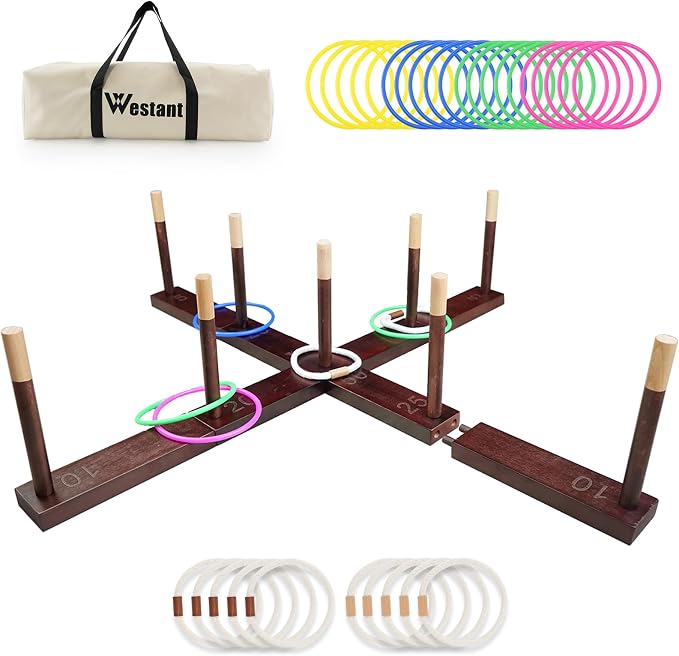 Westant Ring Toss Game Outdoor - 33" Extra Large Outdoor Games for Adults and Family, Beechwood Giant Backyard Games, Ring Toss Game for Adults and Kids with 30 Rings & Carrying Bag