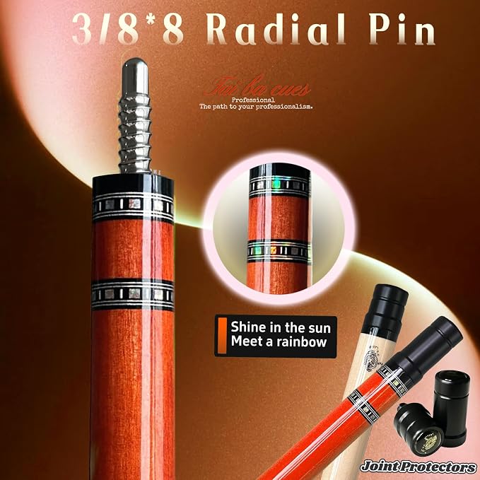 Tai ba cues 2-Piece Pool cue Stick with Case, Genuine Leather Grip, 13mm Tip, 58", 3/8 * 8 Pin Joint, Hardwood Canadian Maple Professional Billiard Cue Stick 19, 20, 21 Oz, Pink, Blue, Green, Orange