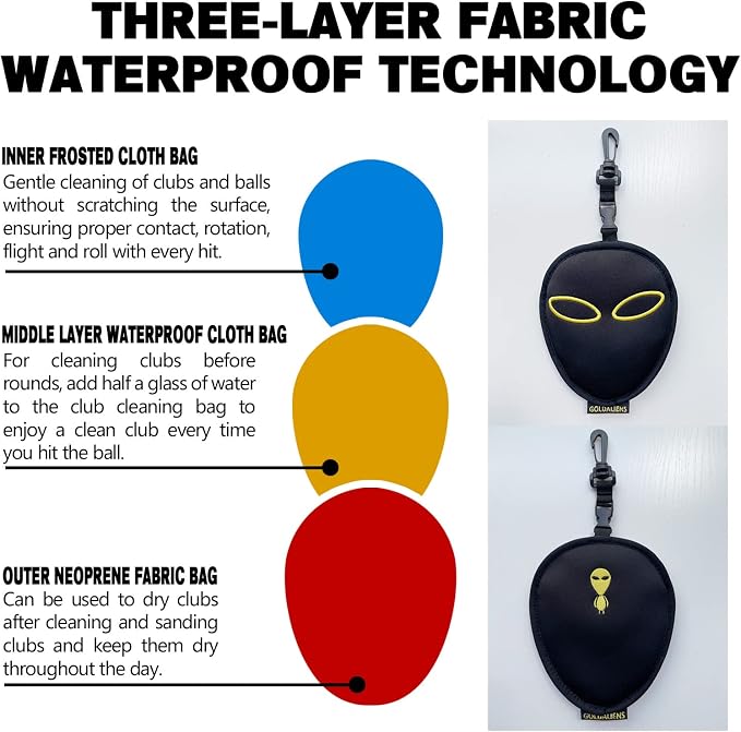 Golf Club Cleaner Bag and Telescopic Golf Ball Retriever for Water