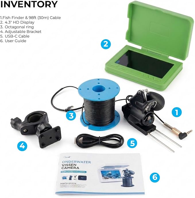 Fishing Camera, 220° Ultra-Wide HD Underwater Fishing Camera with 4.3" LCD & IR Night Vision, 5000mAh Rechargeable Battery 100ft Cable for Ice Lake Boat Kayak Fishing