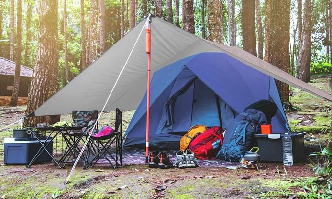 Unigear Hammock Rain Fly, 16.5/14.4/13.1/9.8ft Camping Tarp, UV Protection & Waterproof & Lightweight for Camping, Backpacking and Outdoor Adventure (Brown, 9.8 * 16.5ft)