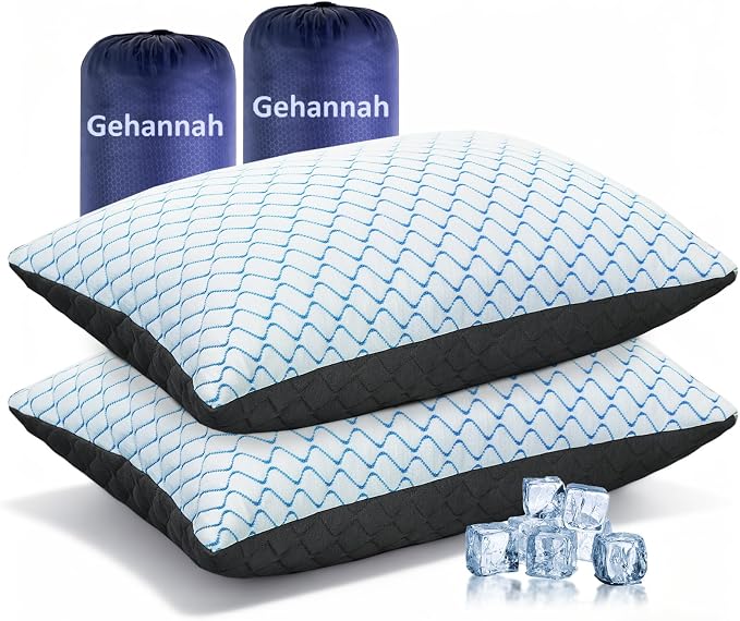 Travel Pillow - Compressible Camping Pillow for Sleeping, Shredded Memory Foam Pillow with Storage Bag Compact Supportive (Grey, Large(2 Pack))