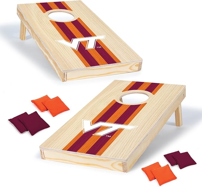 Wild Sports College Portable Size 1' x 2' Solid Wood Cornhole Set with Direct Print HD Team Graphics – Travel Size