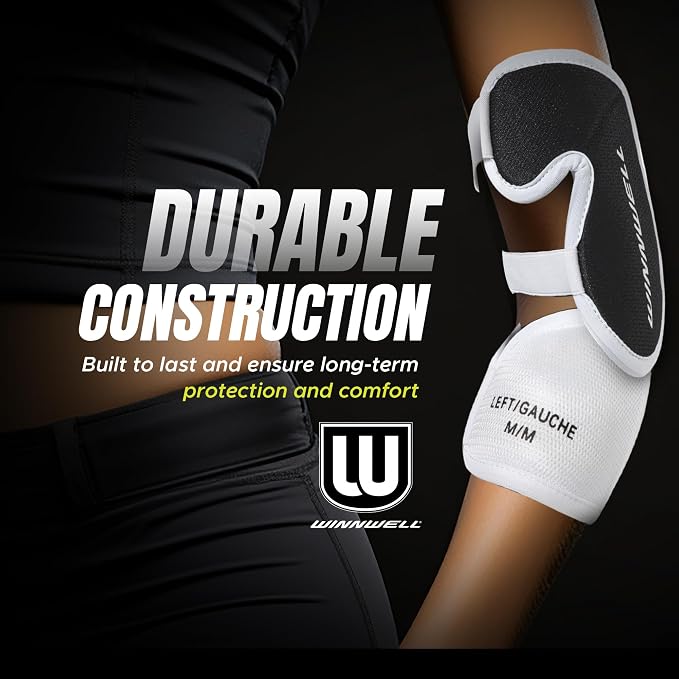 Winnwell Classic Hockey Elbow Pads- Protective Hockey Gear for Youth, Junior, Senior Players - Equipment for Roller, Street & Ice Hockey