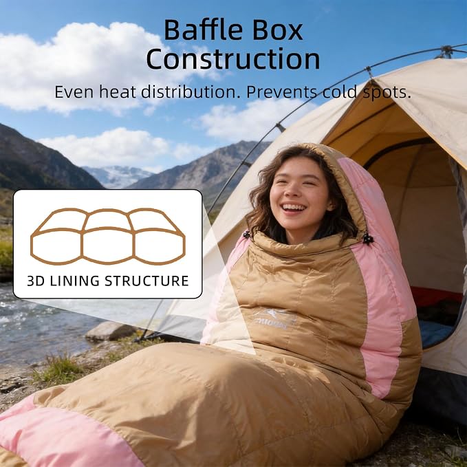 Down Sleeping Bag with Pillow, 0°F 20°F 32°F Regular and XL Compact Lightweight Sleeping Bag for Adults,Teens Backpacking,Camping and Hiking Outdoor