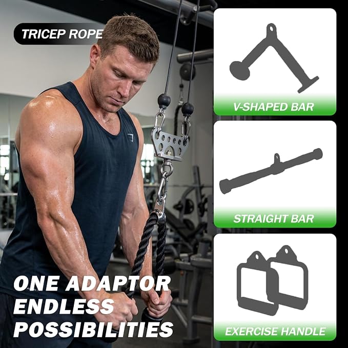 Double to Single Adaptor Plate for Cable Pulley Machines Durable Solid Stainless Steel with 3 Carabiners Suitable for Dual Cable Machines LAT Pulldown, Shoulder & Biceps Exercises