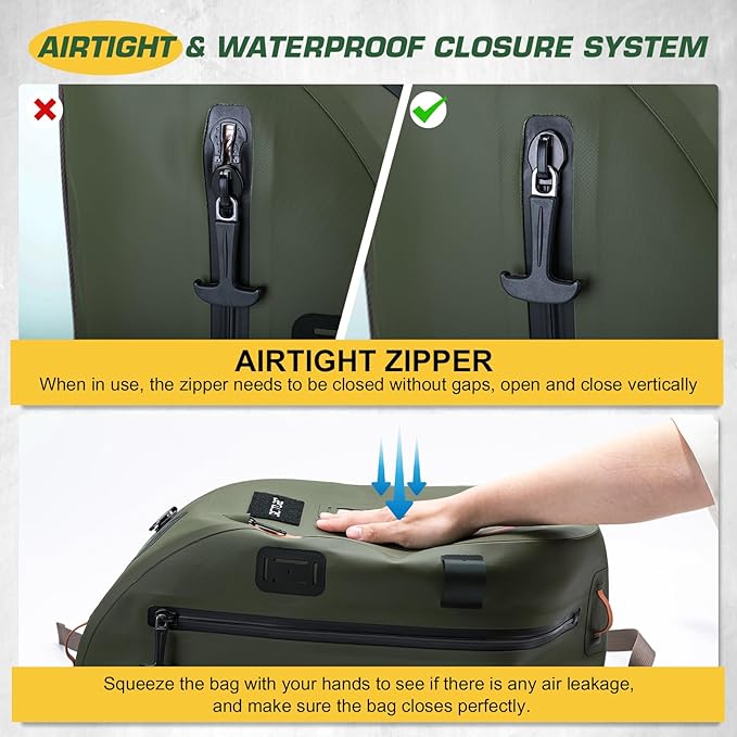 Goture Waterproof Fly Fishing Sling Pack,IPX8 840D TPU Fishing Sling Bag Gear Storage,13L Tackle Backpack with Rod Holder,Airtight Zipper,Exhaust Valve,Adjustable Strap,Wader Bag Included,Gift for Men