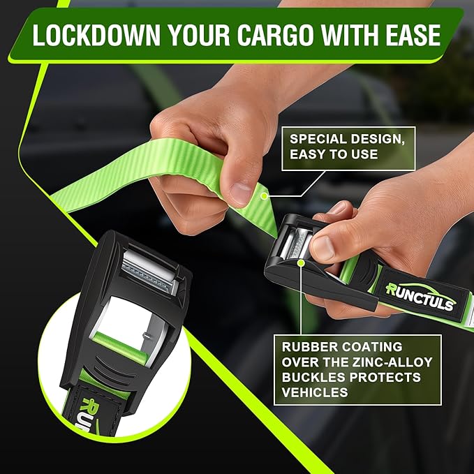 Lashing Straps Cam Buckle Tie Down Straps 1,320lb Max Break Strength, (4PK) 1in x 15ft Cam Buckle Pull Straps Roof Rack Straps for Kayak, Cargo Carriers, Cooler, Canoes