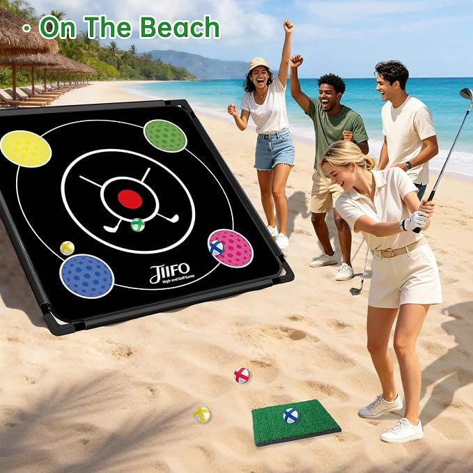 Dual-Sided Golf Chipping Game Set with Club - Sticky Golf Games Pro Battle Mat,Portable Practice Game,Golf Gifts for Dads and Junior Golfers - Indoor and Outdoor (1Pack)