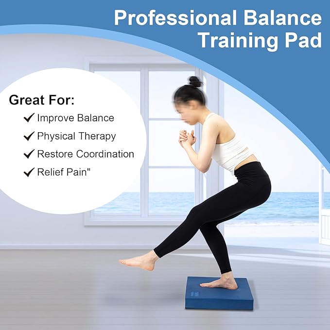 StrongTek Extra-Wide Foam Balance Pad & Adjustable Wooden Slant Board Set – Enhance Stability, Flexibility, and Rehabilitation