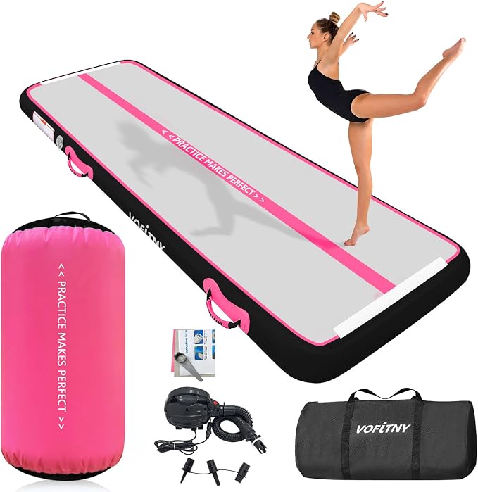 VOFiTNY Inflatable Gymnastics Air mat Tumbling Track with Air Barrel Octagon Mat with Pump for Home/Gym