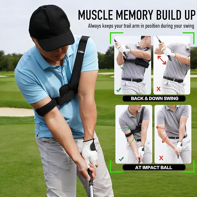 GAIARENA Golf Trail Arm Swing Aid Slider Golf Training Aid, Trainer Equipment to Eliminate Slices & Chicken Wing Swing, Gifts for Men Women Beginner Golfers