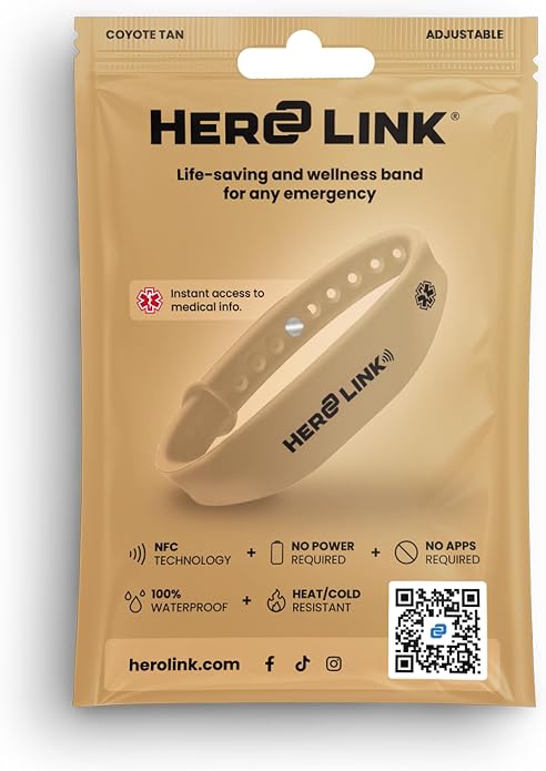 Hero Link® Medical ID Bracelet & Wellness Wristband – Adjustable Silicone, Waterproof, Heat-Resistant, Smart Band with NFC Tag for Instant Emergency Info Access