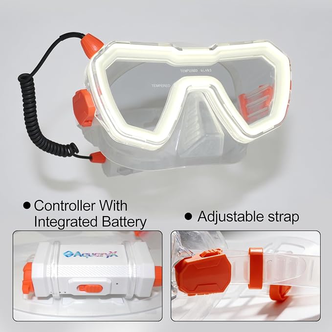 Diving mask Panoramic Wide View Anti-Fog Scuba Diving LED Mask Rechargeable Snorkeling Gear